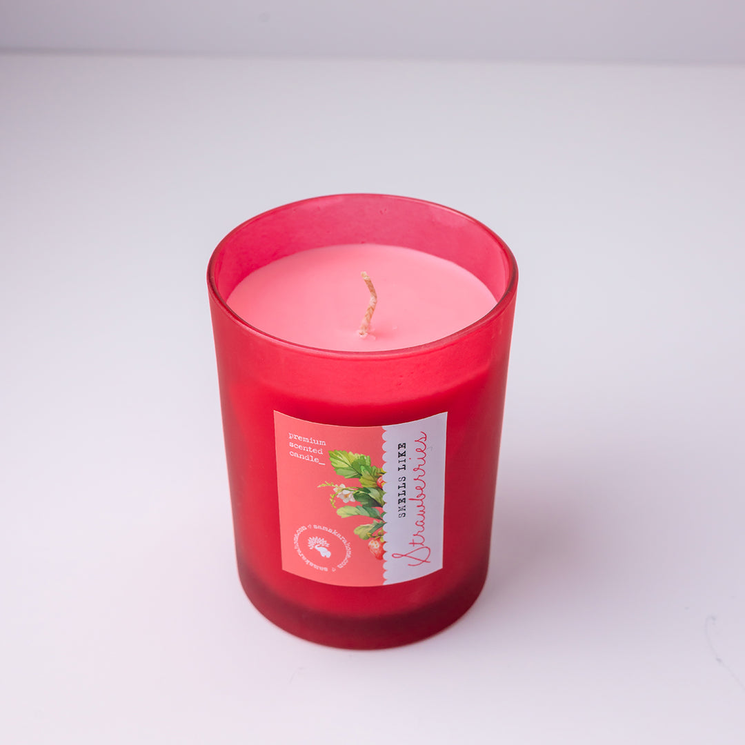 Scarlet Harvest Strawberry Shot Glass Candle