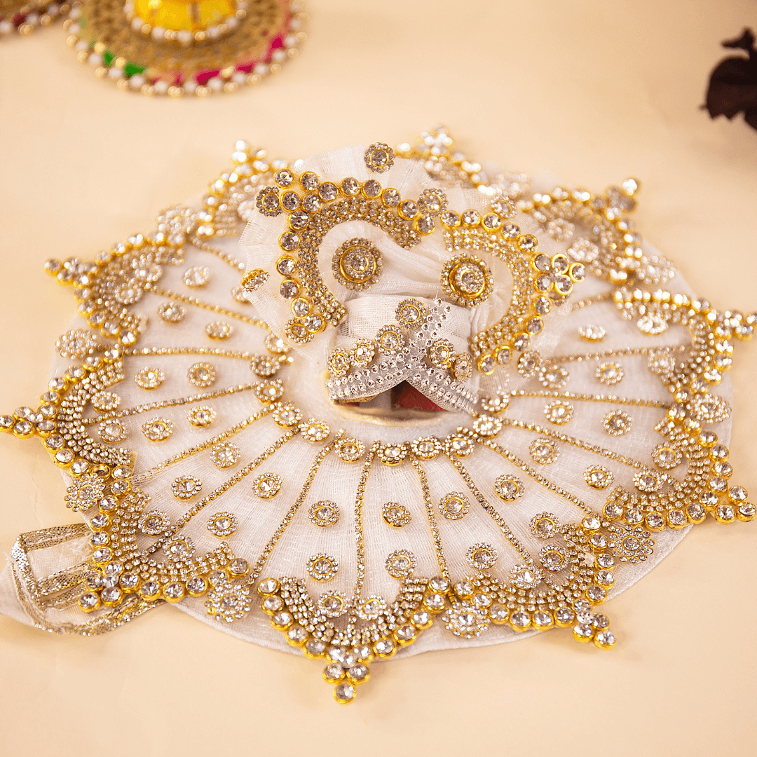 Sharad Purnima Embroidered Laddu Gopal Dress Set