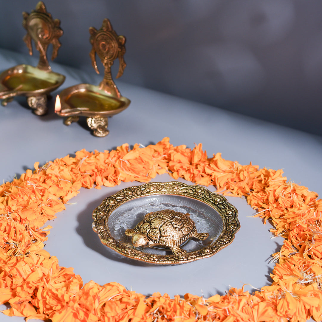 Brass Lucky Tortoise With Plate