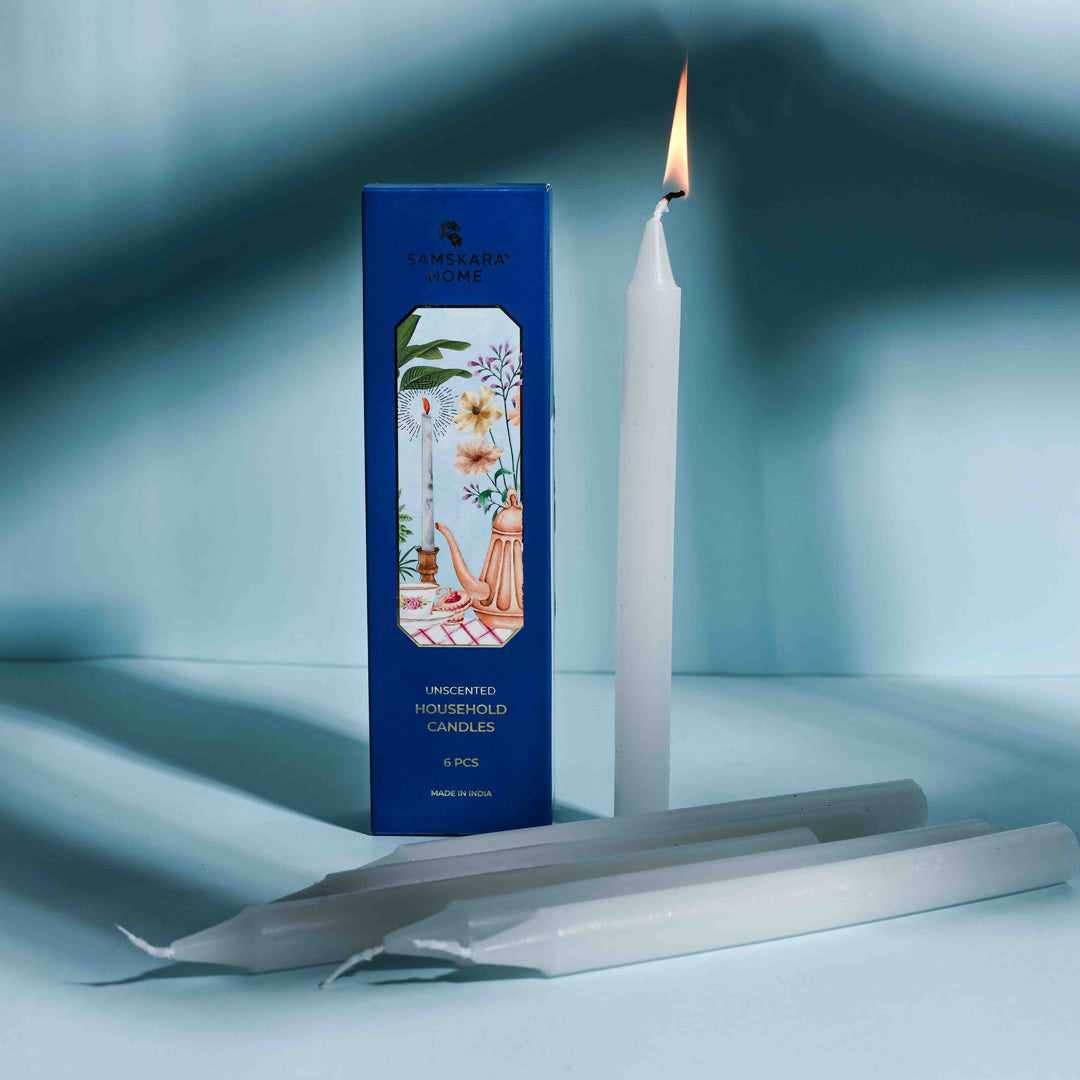 Unscented Household Candles 8" - 6 Pcs