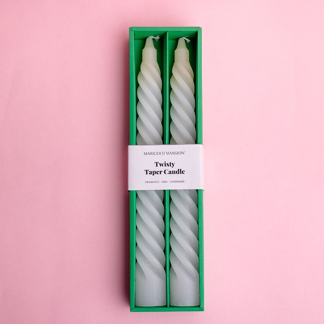 Set of 2 Twisty Taper Unscented Candles