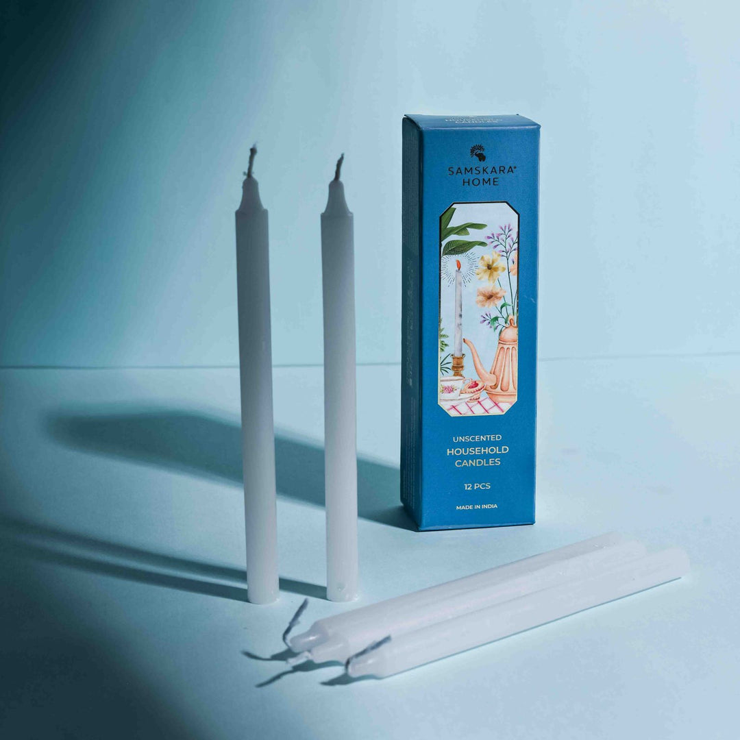 White Unscented Household Candles 6" - 12 Pcs