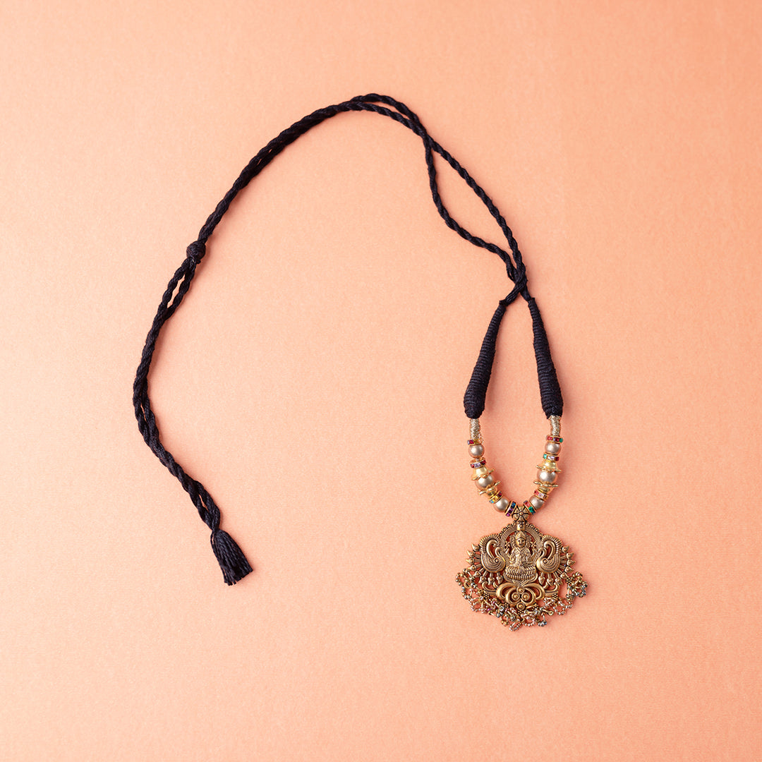 Lakshmi Antique Brass Metal Pendant Necklace