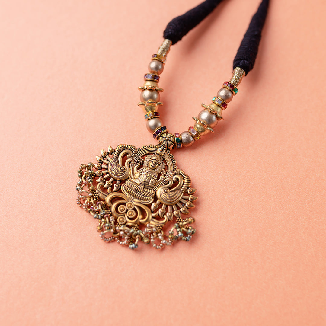 Lakshmi Antique Brass Metal Pendant Necklace