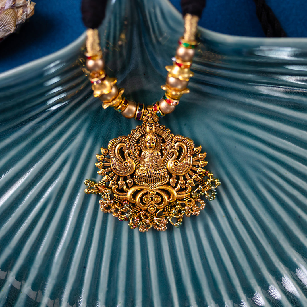 Lakshmi Antique Brass Metal Pendant Necklace