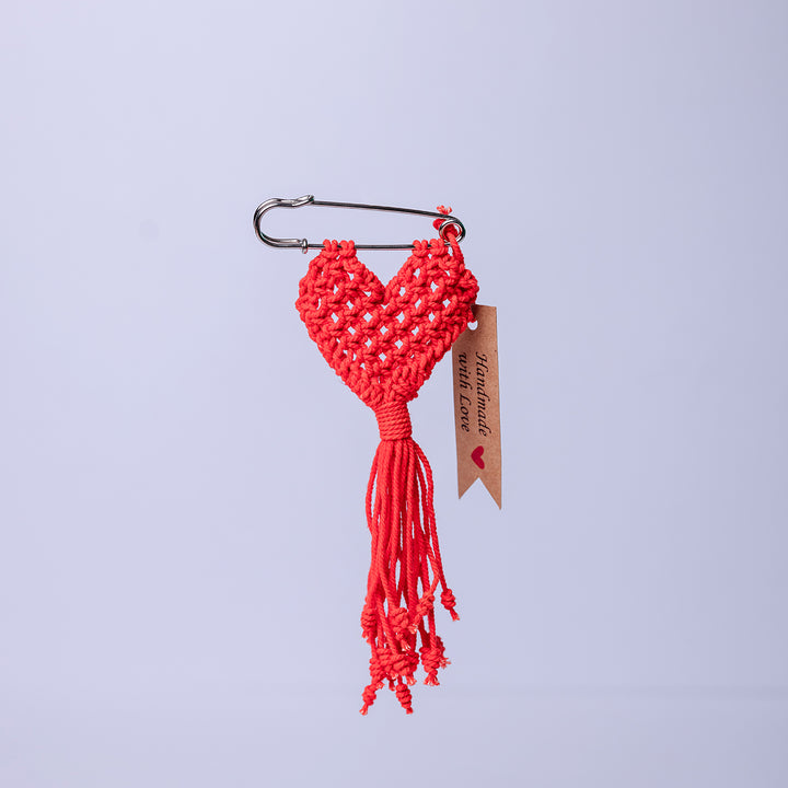 Macrame Red Heart Charm