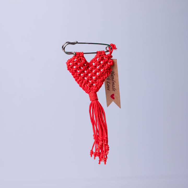 Macrame Red Heart Charm