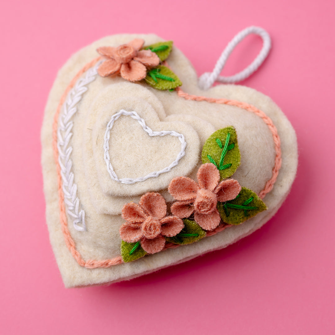 Ivory Petal Charm Heart Ornament