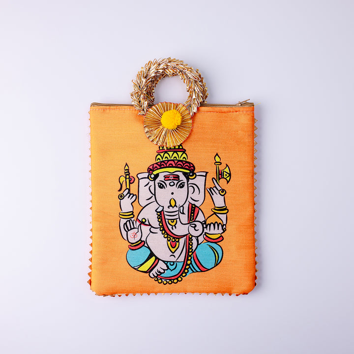 Ganesha Fabric Gift Bag - Orange