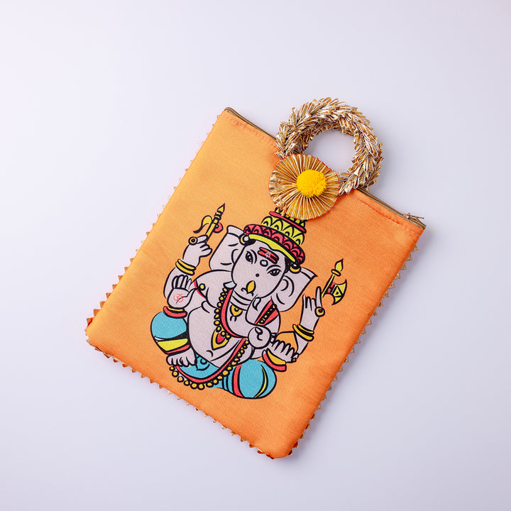 Ganesha Fabric Gift Bag - Orange