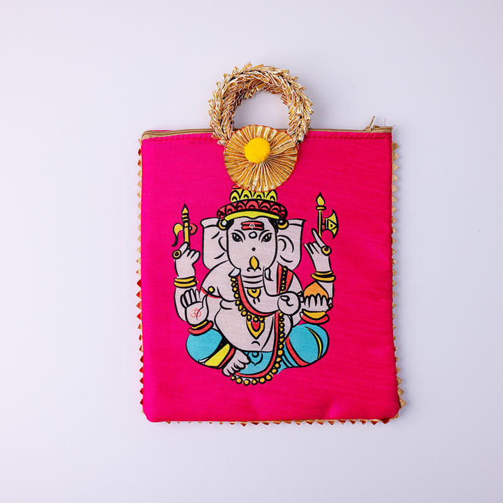 Ganesha Fabric Gift Bag - Fuchsia