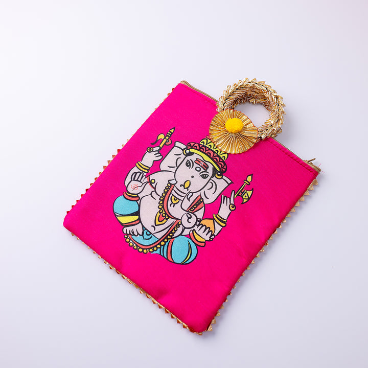 Ganesha Fabric Gift Bag - Fuchsia