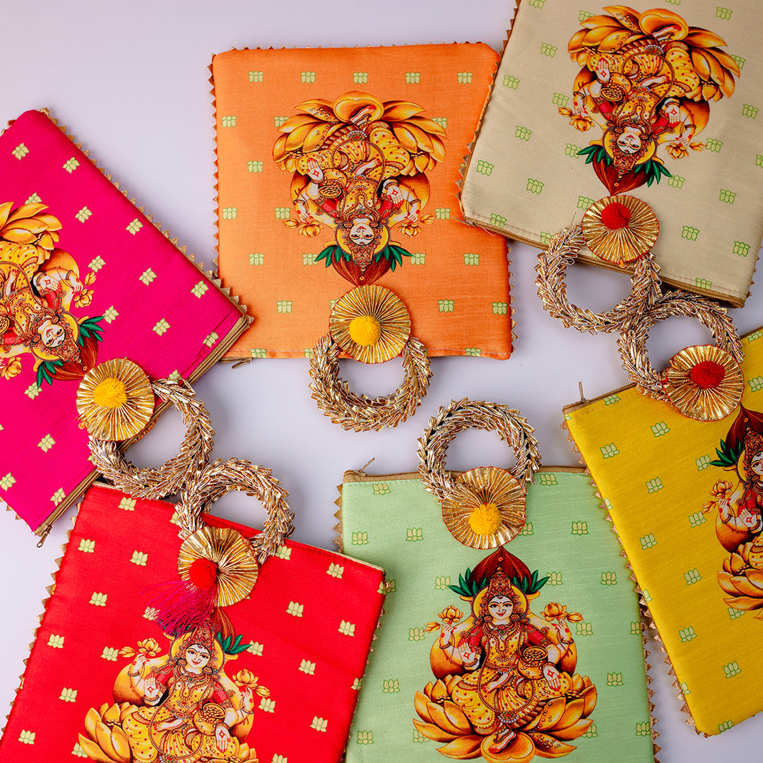 Lakshmi Fabric Gift Bag - Set of 6 mixed colours