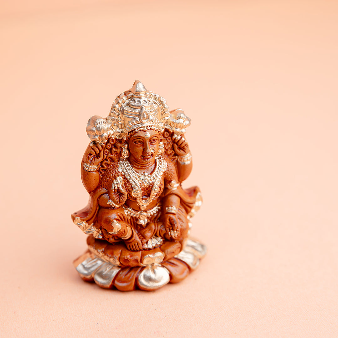 Terracotta Lakshmi Idol with Gold Highlights