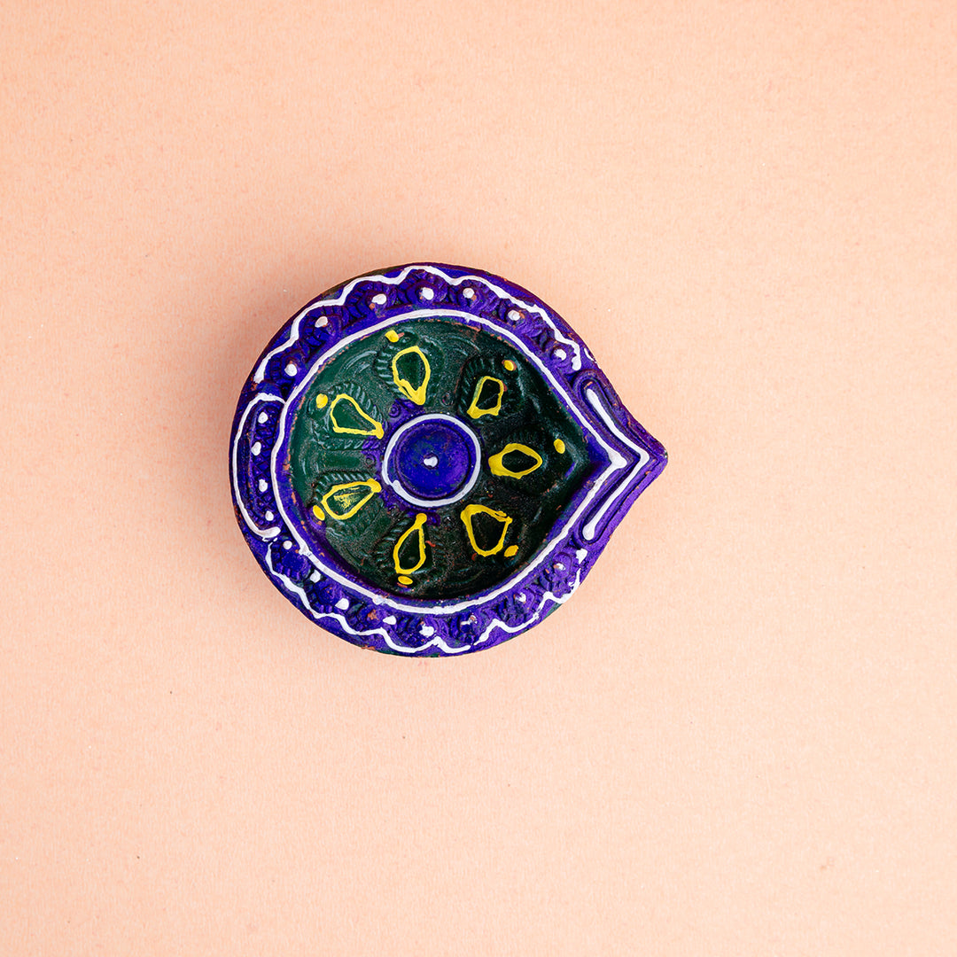 Hand-Painted Paisley Terracotta Diya