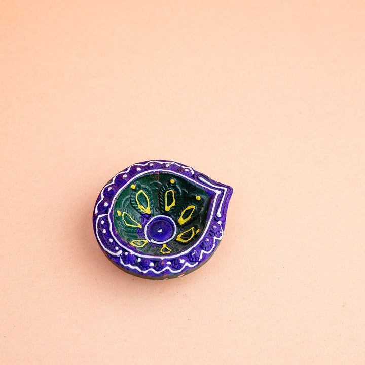 Hand-Painted Paisley Terracotta Diya