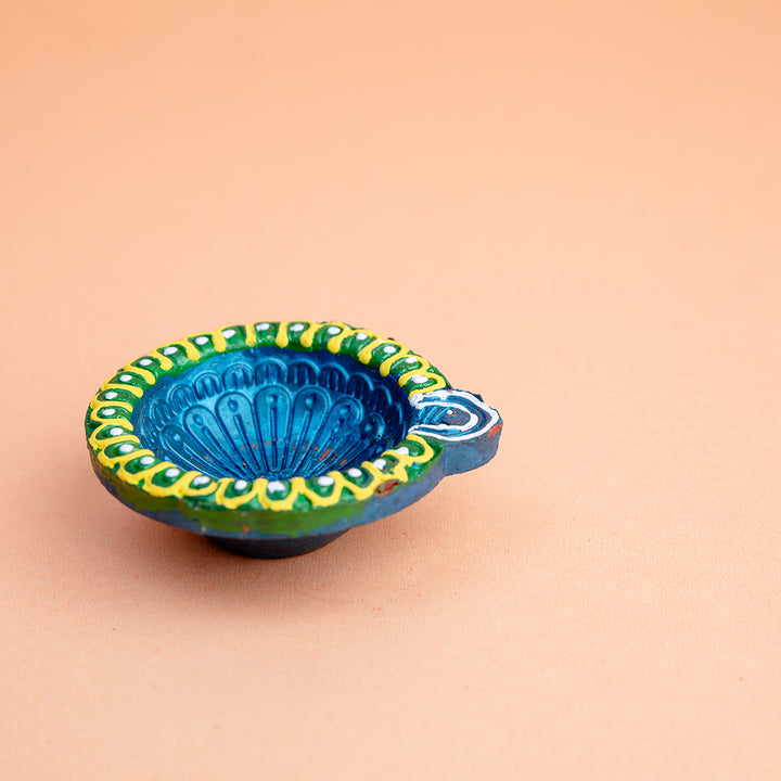 Hand-Painted Round Terracotta Diya