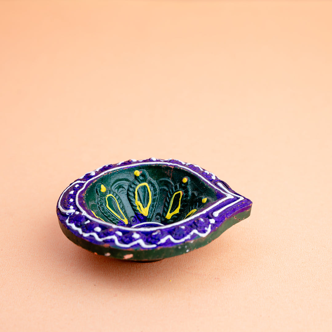 Hand-Painted Paisley Terracotta Diya