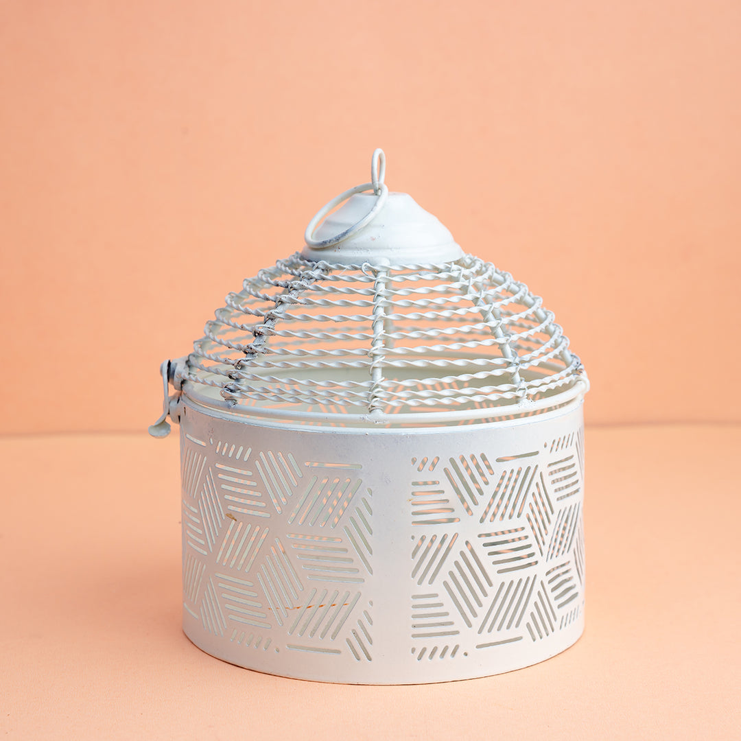 White Metal Decorative Basket and Cage Lantern