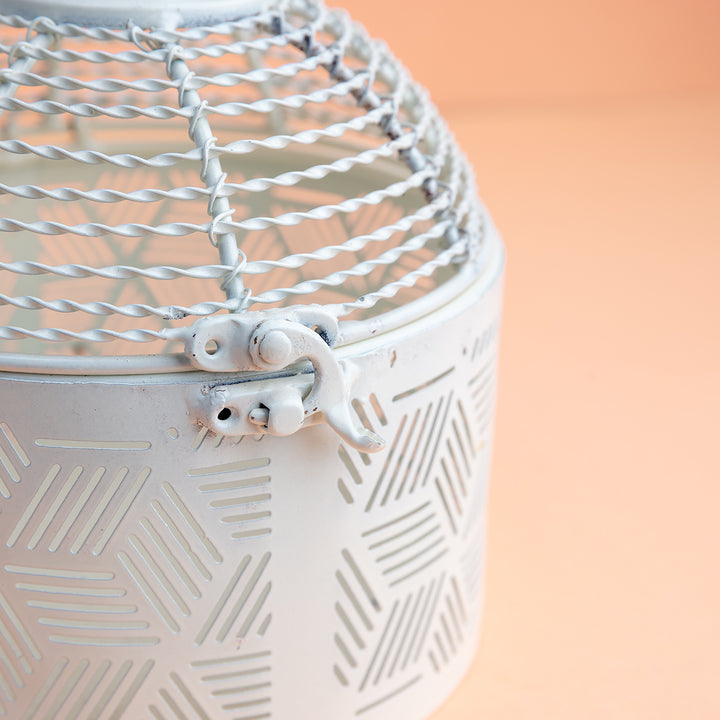 White Metal Decorative Basket and Cage Lantern