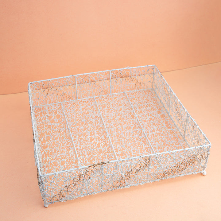 Square White Wire Mesh Basket