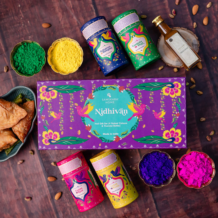 Nidhivan Holi Gulaal & Thandai Hamper (Set of 4 Colours)