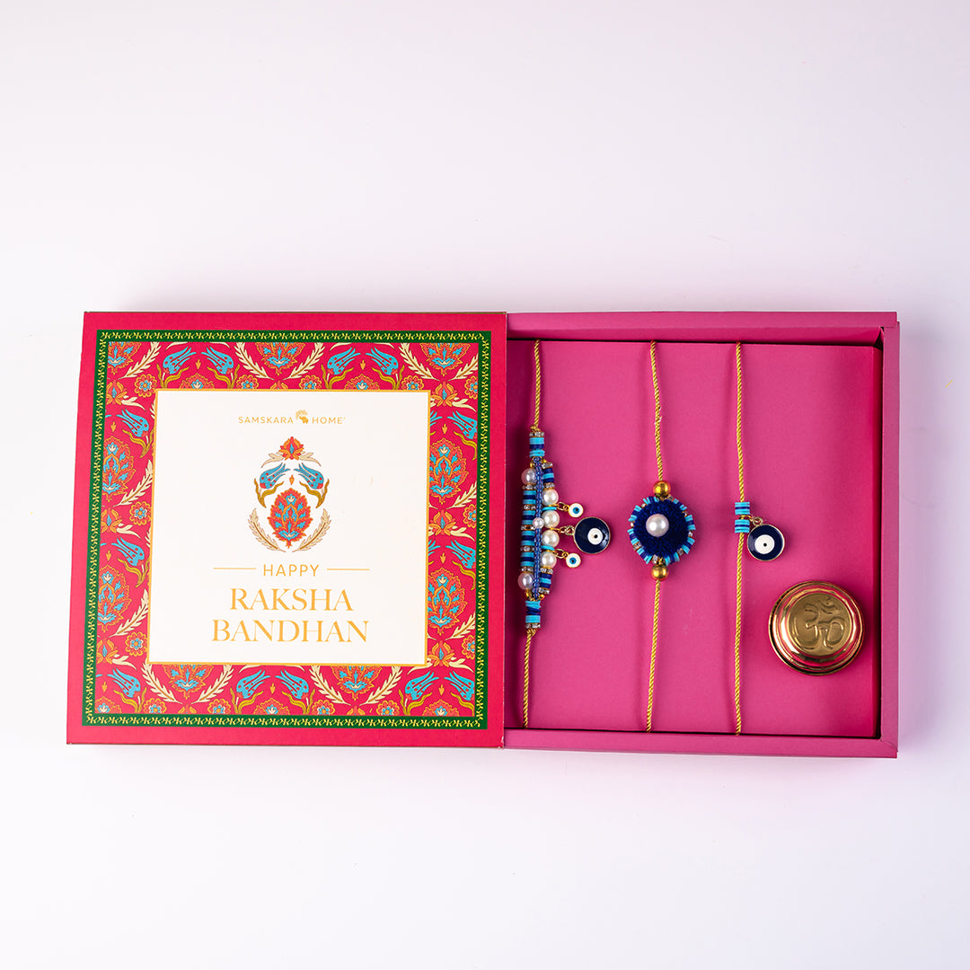 Varuni Evil Eye (Set of 2 Rakhis & 1 Lumba) Gift Set