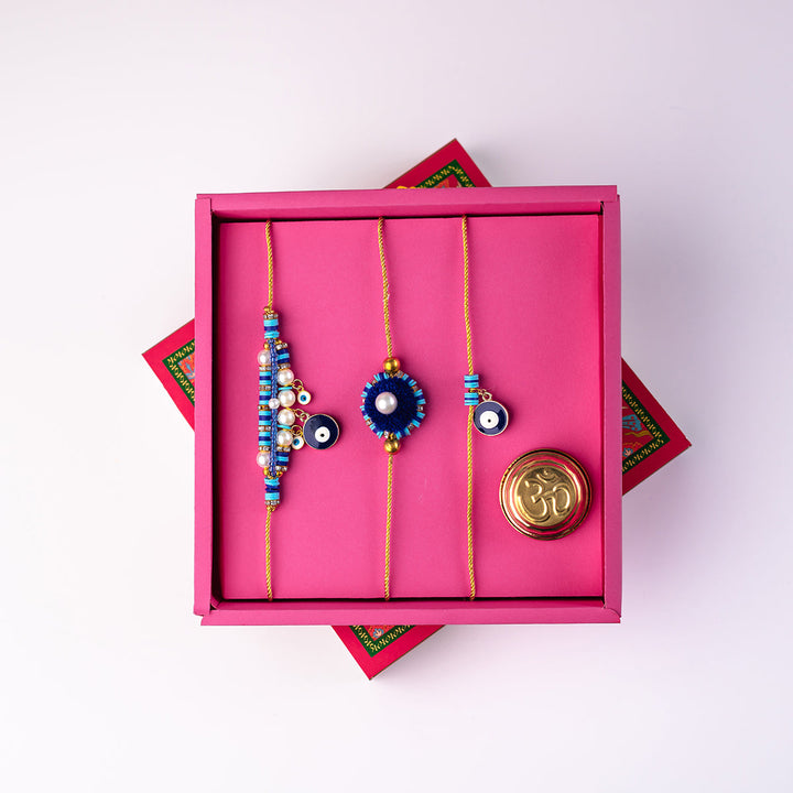 Varuni Evil Eye (Set of 2 Rakhis & 1 Lumba) Gift Set