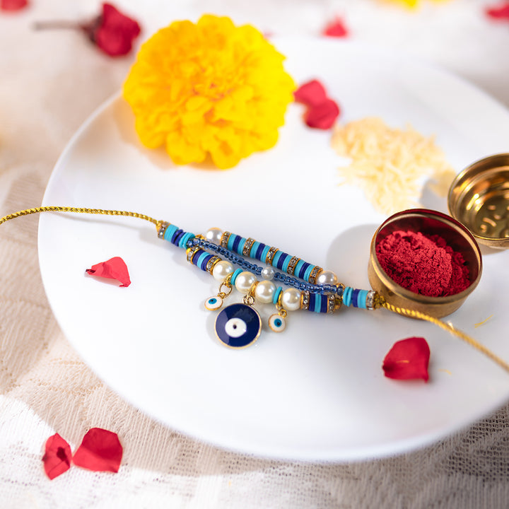 Varuni Evil Eye (Set of 2 Rakhis & 1 Lumba) Gift Set