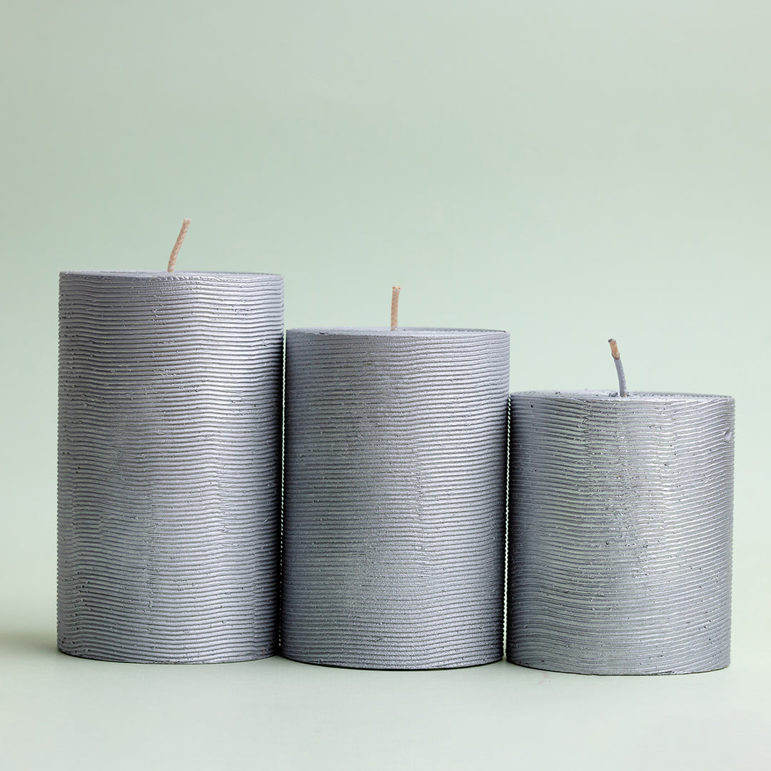 Set of 3 Unscented Pillar Candles