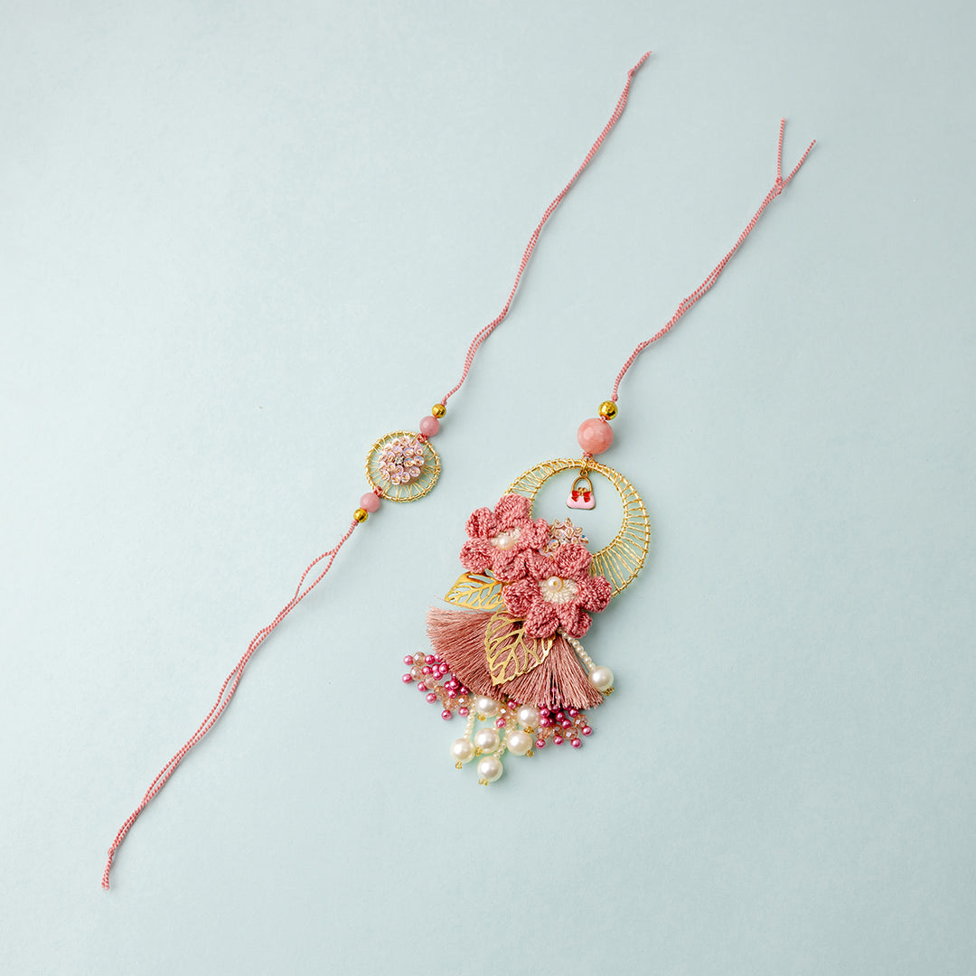 Phoolwari Bandhan Bhaiya Bhabhi Rakhi Set