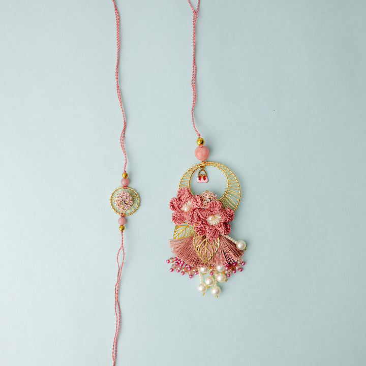 Phoolwari Bandhan Bhaiya Bhabhi Rakhi Set