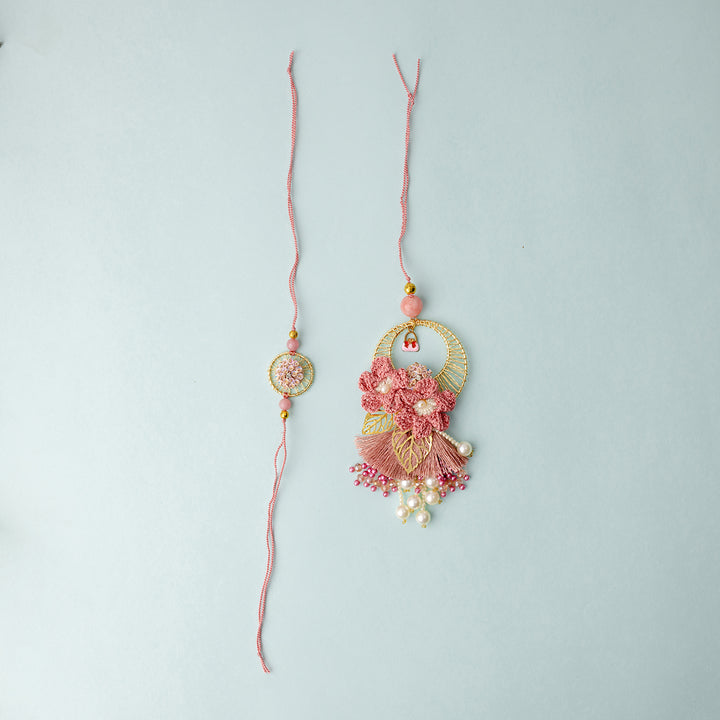 Phoolwari Bandhan Bhaiya Bhabhi Rakhi Set