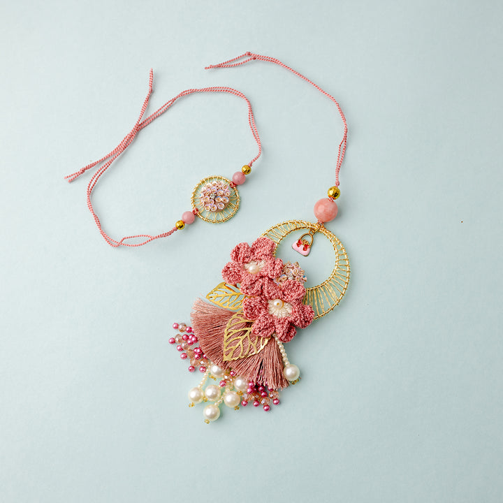 Phoolwari Bandhan Bhaiya Bhabhi Rakhi Set