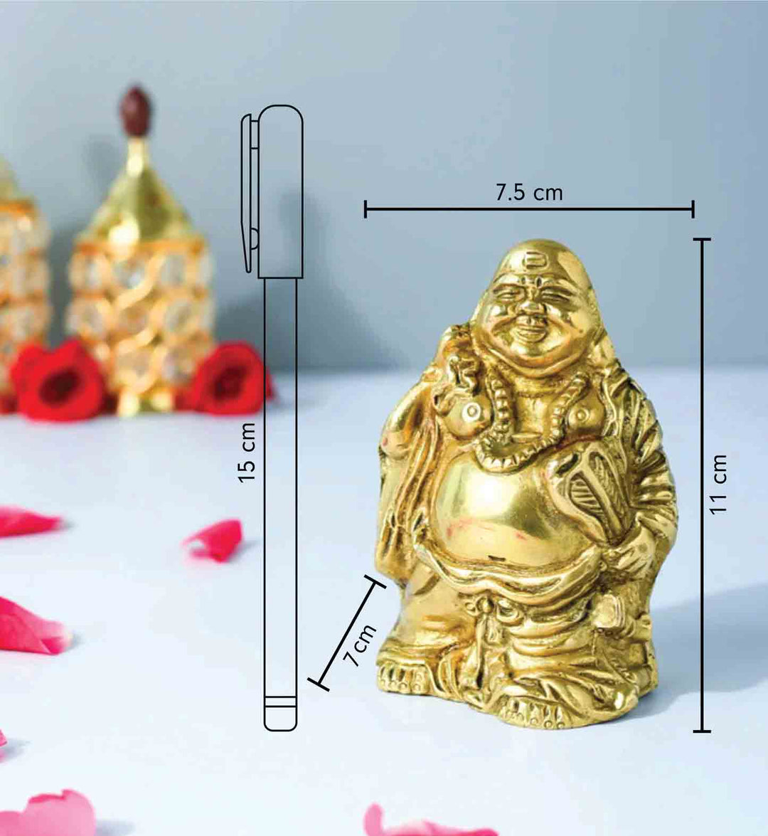 Laughing Buddha Brass Figurine