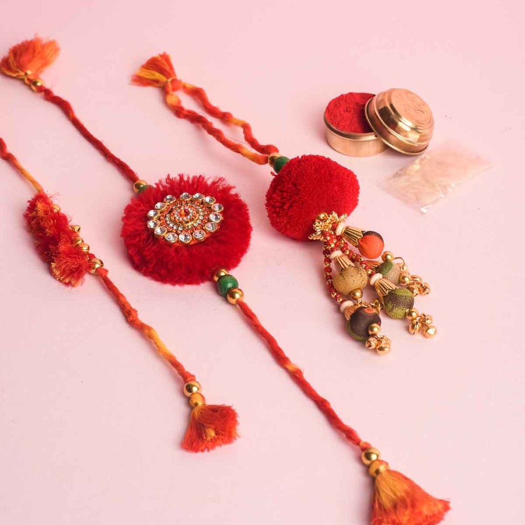 Pushpmela Rakhi (Set of 2 Rakhi & 1 Lumba)