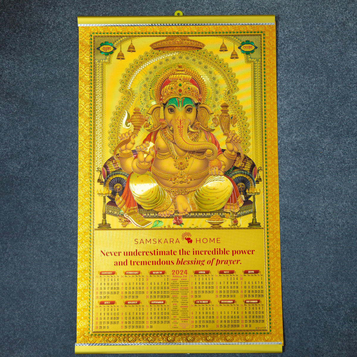 Lord Ganesha Samskara Home Golden Gods Calendar 2024   SHCL240003A 