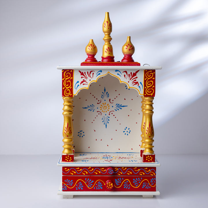 Hand-Painted Traditional Wooden Finish Mandir