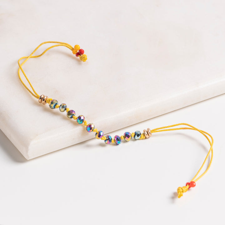 Holographic Beaded Yellow Rakhi