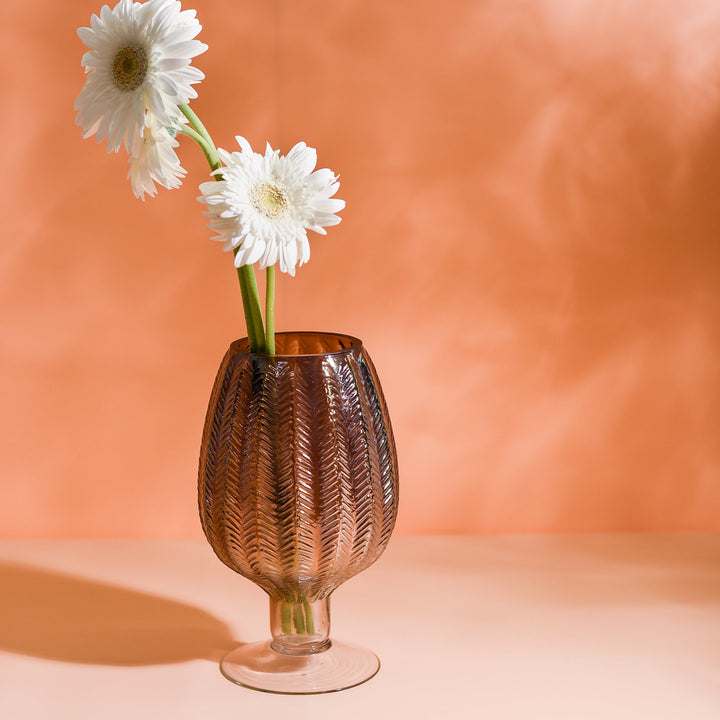 Desert Brown Textured Glass Vase