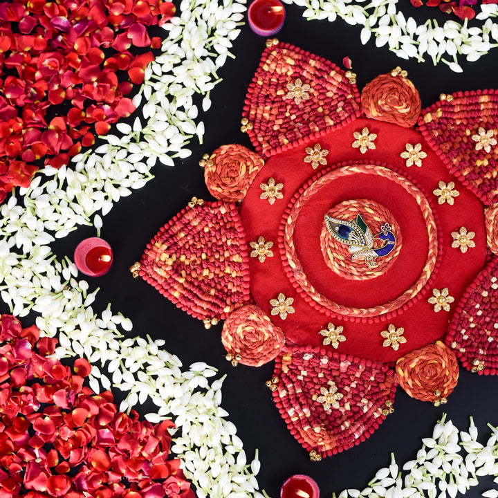 Laal Dori Braided Festive Rangoli Mat