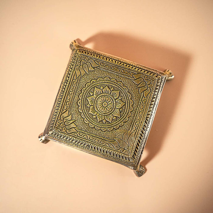 Lotus Engraved Brass Chowki