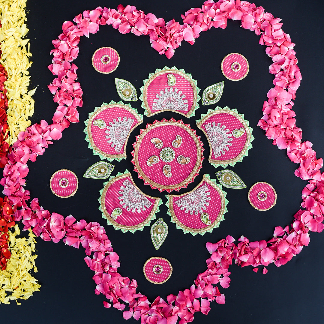 Vibrant Pink Festive Rangoli Mat