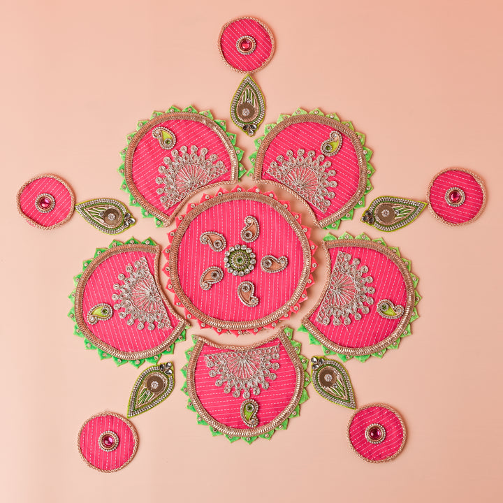 Vibrant Pink Festive Rangoli Mat